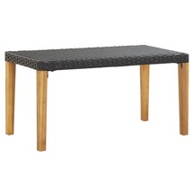Garden Bench Black Poly Rattan and Solid Acacia Wood Medium - $131.99