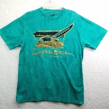 Daytona Beach Florida Shirt Large Green Blue Gold Foil Vintage 80s Single Stitch - £17.40 GBP