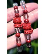 Kitsune Cinnabar Clear Quartz Bracelet -  Nine Tailed Fox Charm Bracelet - $86.00