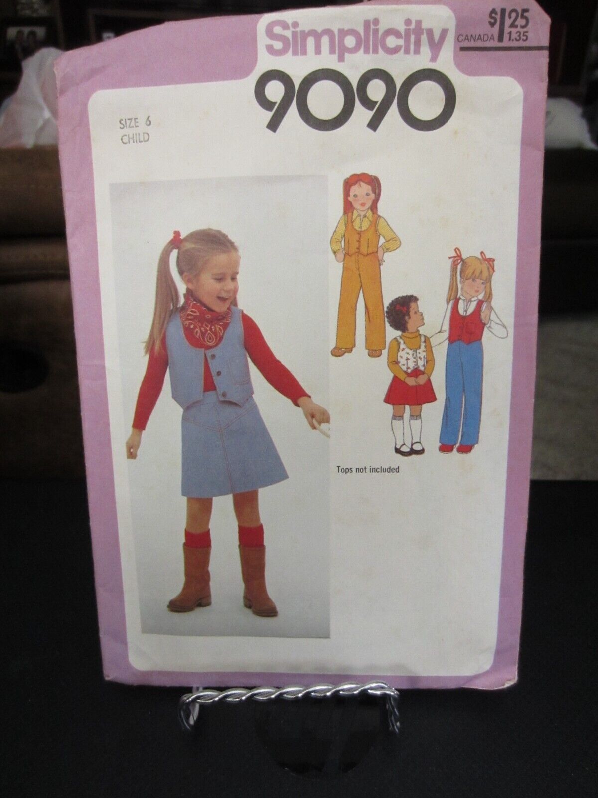Simplicity 9090 Girl's Skirt, Pants & Lined Vest Pattern - Size 6 Chest 25 - $9.89