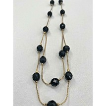 Worthington Estate Choker Collar Double Layer Necklace Gold Tone Black B... - $12.87