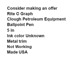 Rite O Graph Clough Petroleum Equipment Pen Click Ballpoint Advertising ... - $7.87