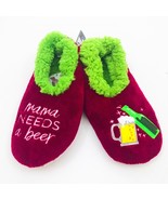 Snoozies Women&#39;s Mama Needs a Beer Non Skid Soles Medium 7/8 Burgundy - $18.04 CAD