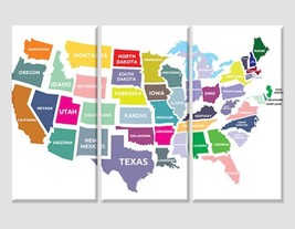 Colorful American Map Print on Canvas USA Wall Art United States Push Pin Map Wa - £38.83 GBP