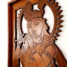 Krishna Hindu God Goddess Wood Sculpture Wall Art Temple Mandir Pooja Prayer - £262.93 GBP