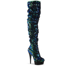 PLEASER DELIGHT-3004 6&quot; Heel Green Sequins Slouch Over The Knee Platform... - €41,43 EUR