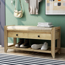39&quot; Shoe Rack with Cushioned Seat and Drawers, Multipurpose Entryway, Gray - £156.56 GBP