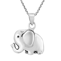 Adorable Playful Jungle Elephant Sterling Silver Pendant Necklace - £23.26 GBP