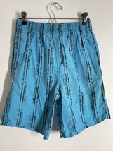 Vtg Street Closed M Blue Black Print Pull On Elastic Waist Shorts Punk S... - £16.22 GBP
