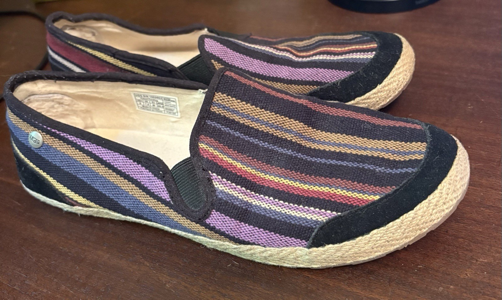 Ugg Shoes Size 9 Wilton Casual Slip On Multicolor Canvas Loafer Shoes - $26.73