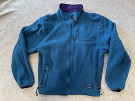 Vintage LL Bean Womens XL? Polartec Fleece Full Zip Jacket Purple Teal USA 90s - £23.34 GBP
