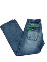 Akademiks Loose Baggy Fit Hip Hop Denim Blue Jeans 38 x 34 Distressed - £30.57 GBP