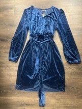 NWT Blue Cyclamen Dress Sz M Blue Wrap Long Sleeve Smocked Cuff Cute! XL - £22.35 GBP