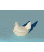 Vallerysthal 5 inch Milk Glass Hen on Nest Covered Dish circa 1900s HON sm chips - $24.99
