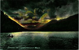 Sunset on Lake Crescent Washington WA UNP DB Postcard - £5.92 GBP