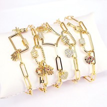 5Pcs Handmade Fashion Jewelry Carabiner Bracelet, CZ Micro Pave Screw Clasp Brac - £40.24 GBP