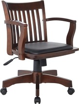 Osp Home Furnishings Deluxe Wood Bankers Desk Chair With Black Vinyl, Espresso - £150.65 GBP