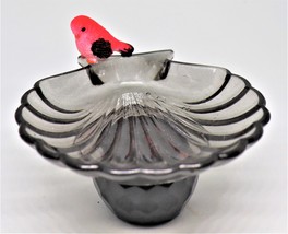 Charcoal Shell Pedestal Dish, Scallop birdbath soap dish, jewelry change holder - £9.62 GBP