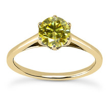 Round Diamond Engagement Ring Treated Solid 14K Gold Fancy Yellow VS 1.02 Carat - £1,354.26 GBP