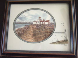 Signed West Point Lighthouse Art Print Matted Framed By Olivia Jane Williams - £28.77 GBP