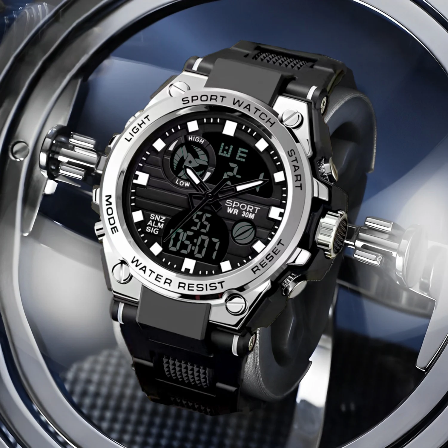 MSTIANQ Dual Display Watch For Men  Digital  Watch Reloj Hombre Waterproof Swimm - £94.21 GBP