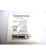 1972 Ad Cramer&#39;s Auto Parts, 619 W. State St., Ithaca, N.Y. Gas Station ... - $168.15 MXN