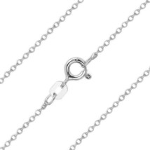 1mm 925 Sterling Silver &amp; 14k White Gold Thin Cable Link Italian Chain N... - £15.54 GBP