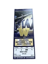 Washington Oklahoma Sooners Football Ticket Stub 9/13 2008 Bob Stoops 100th Win - $15.00