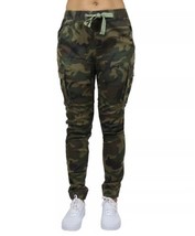 Galaxy by Harvic Womens Green Camo Cuffed Slim Cargo Pants Size Medium Jogger - £18.67 GBP