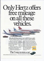 1984 Hertz Rental Car Print Ad Frequent Flyer Miles 8.5&quot; x 11&quot; - $19.21