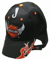 Jesus Is Lord Biker Style Christian Flame Black Embroidered Cap Hat Jesus Christ - £20.43 GBP