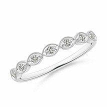 Pave Set Round Diamond Milgrain Wedding Band in 14K White Gold Ring Size 6 - £207.44 GBP