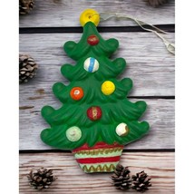 Hand Painted Christmas Tree Ornament Green Vintage Ceramic - £7.82 GBP