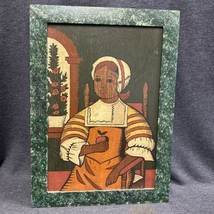 Vintage primitive style folk art Colonial Puritan Women On Board 12” x 16.5” - £13.44 GBP