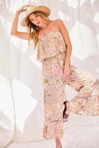 Blush Pink Tube Top With Tier Ruffle Waist Elastic Bottom Lace Trim Jumpsuit_ - £23.18 GBP