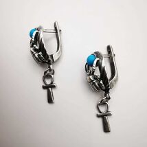 Vintage Jewelry "Scarab" Graceful Women's Earrings, 925 Sterling Silver - $66.00