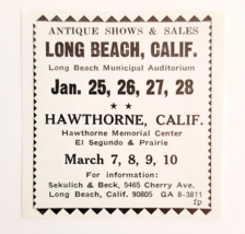 1967 Antique Show Long Beach Hawthorne Advertisement Sekulich &amp; Beck F13B - $19.99