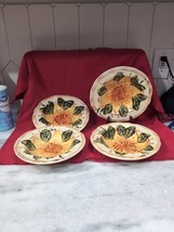 Tabletops Unlimited Boulevard Hand Painted Soup Bowls Flower Hibiscus, Set of 4 - $19.80