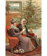 1905 German Embossed Christmas Postcard Victorian Couple At The Christma... - $29.88 CAD