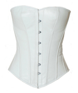 Overbust Victorian Full Steel Boned Bustier Shaper Gothic White Leather ... - £42.40 GBP+