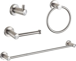 4-Piece Bathroom Hardware Set，Brushed Nickel Sus304 Stainless Steel, Robe Hook - £37.02 GBP