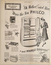 1948 Print Ad Philco Refrigerators Alice in Wonderland &amp; Humpty Dumpty - £13.76 GBP