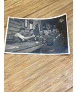 Antique World War 2 WWII Era Photograph Soldiers Table Military Militari... - $11.87