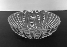 Anchor Hocking Vintage Burple Berry Clear Serving Bowl Pressed with Ribs Dots - £15.55 GBP