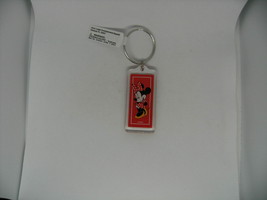 Classic Disney Minnie Mouse Red Dress Polka Dots Lucite Keychain Keyring Ring A+ - £12.06 GBP