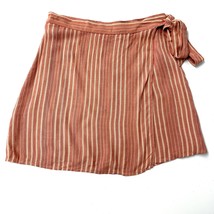 American Eagle Womens S Wrap Mini Skirt Tie Waist Striped Red Cream Bohe... - £13.86 GBP