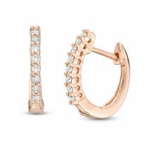SwaraEcom 0.24Ct. t.W Round Cut Diamond Hoop Earrings Cubic Zirconia in 14K Rose - £47.07 GBP