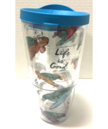 Tervis 24oz LIFE IS GOOD Sea Turtles With Blue Lid Tumbler Glass Cup - £11.68 GBP