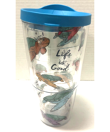 Tervis 24oz LIFE IS GOOD Sea Turtles With Blue Lid Tumbler Glass Cup - $20.37 CAD