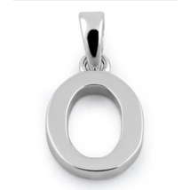 Block Letter Initial &quot;O&quot; Pendant Necklace Solid Sterling Silver - £12.86 GBP